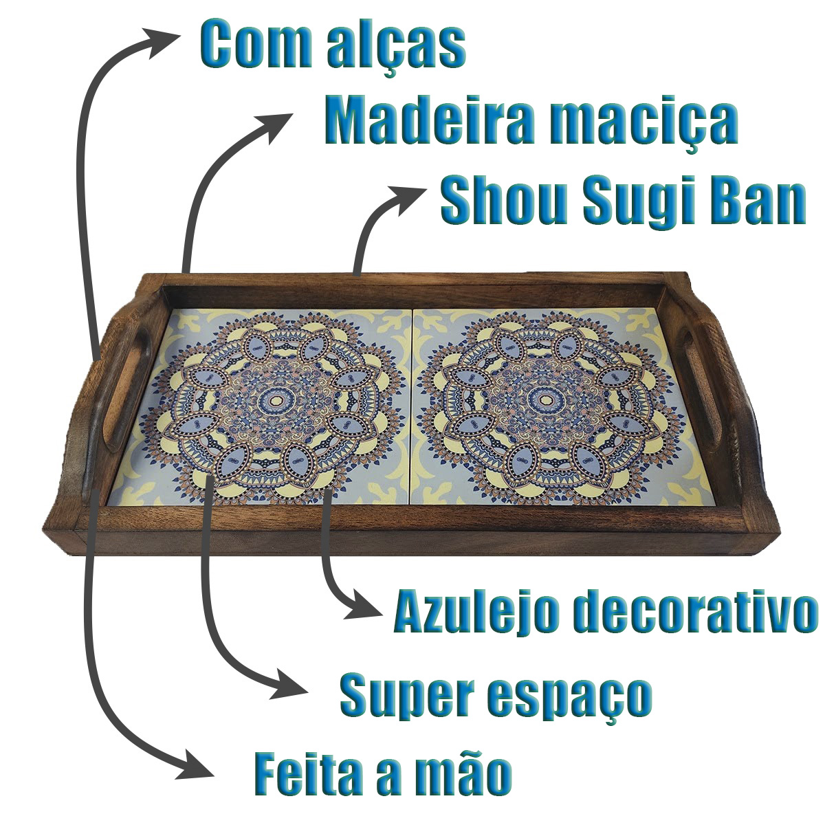 Bandeja Café da Manhã Grande com 2 azulejos G5