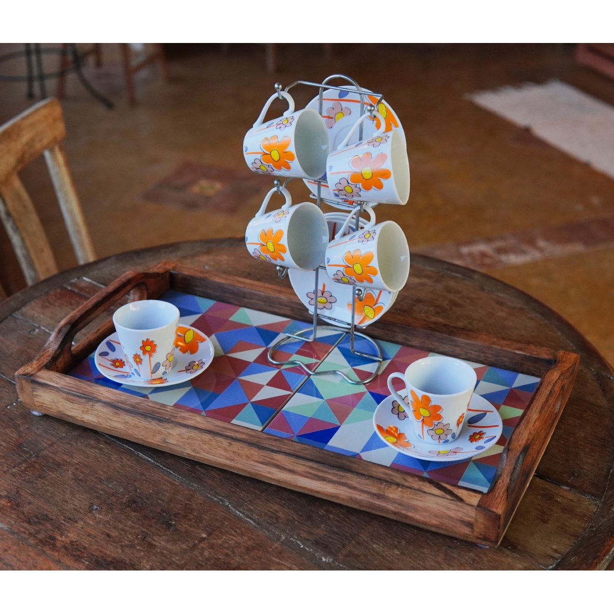 Bandeja Café da Manhã Grande com 2 azulejos G7