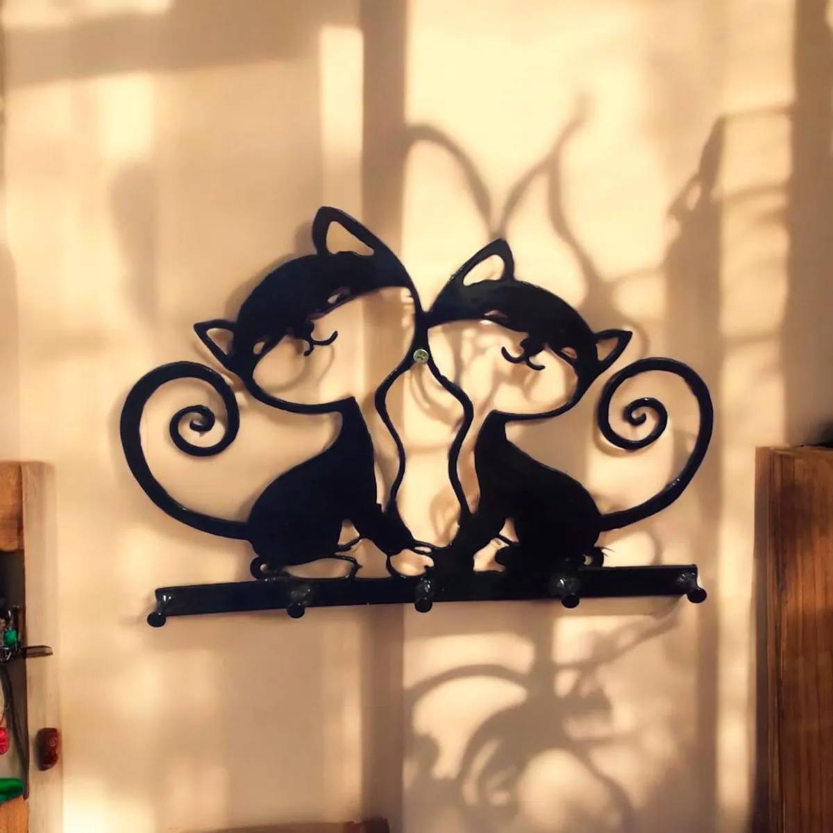 Cabideiro Gatinho 5 Ganchos Corte a Laser Aço Carbono