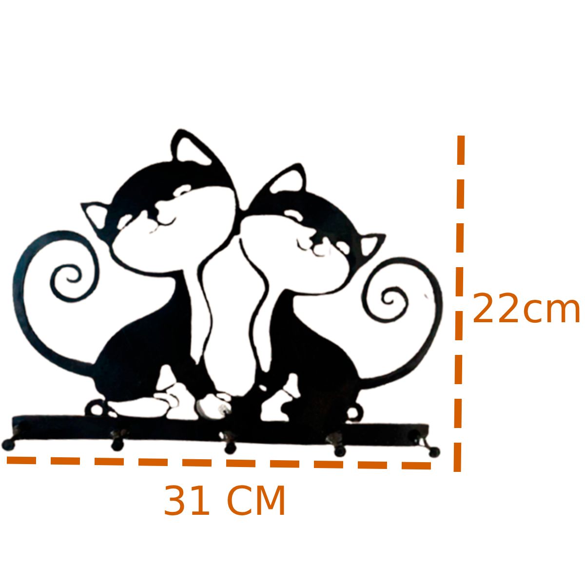 Cabideiro Gatinho 5 Ganchos Corte a Laser Aço Carbono