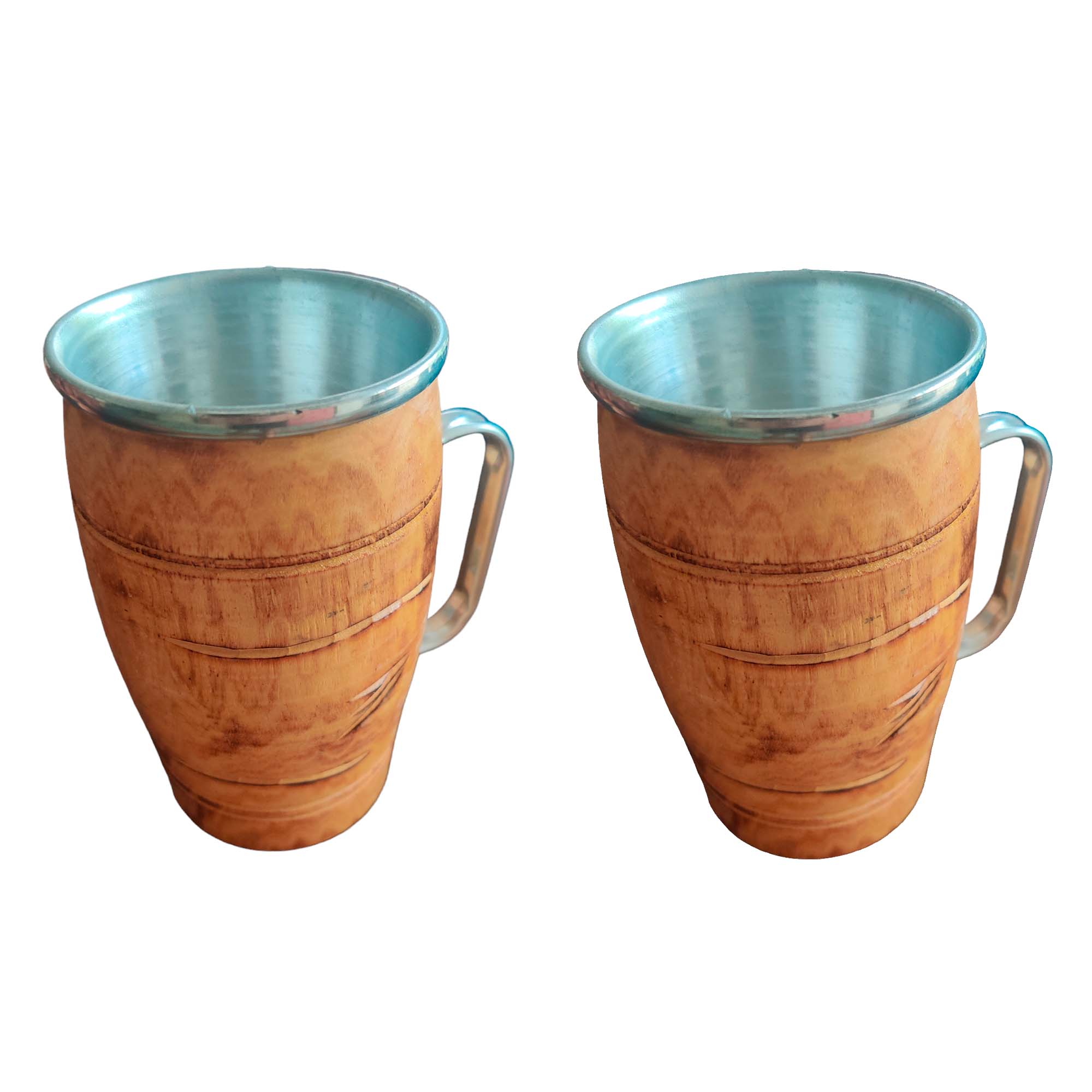 Copo Caneca Termica de Madeira Artesanal Rústica 300ml