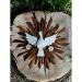 Escultura Divino Espirito Santo de Parede De Madeira Maciça Esculpido a mão 32cm Flores