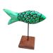 Escultura de Peixe em Madeira Verde