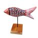Escultura de Peixe em Madeira Vermelho