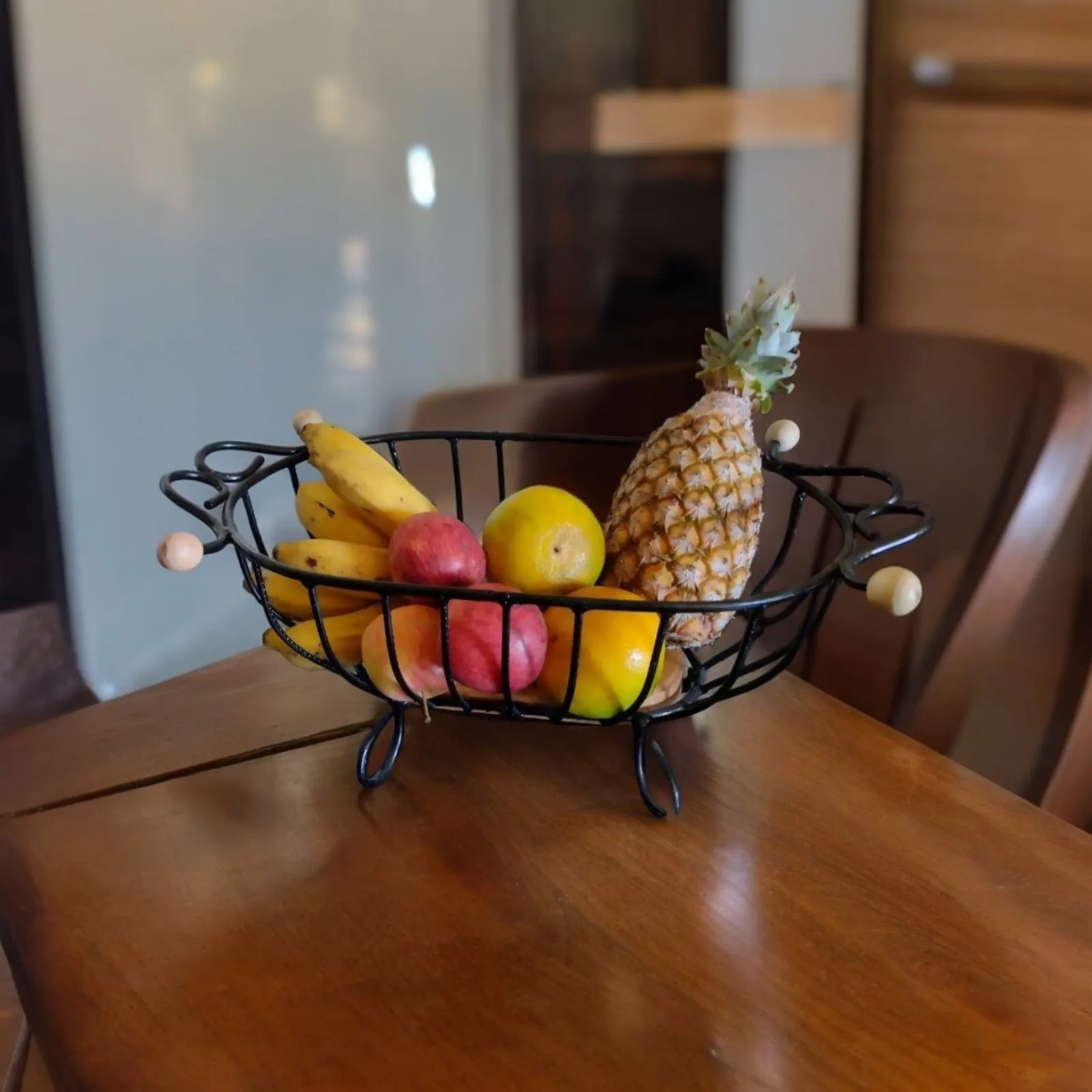 Fruteira Mesa Rústica Ferro e Madeira Artesanal