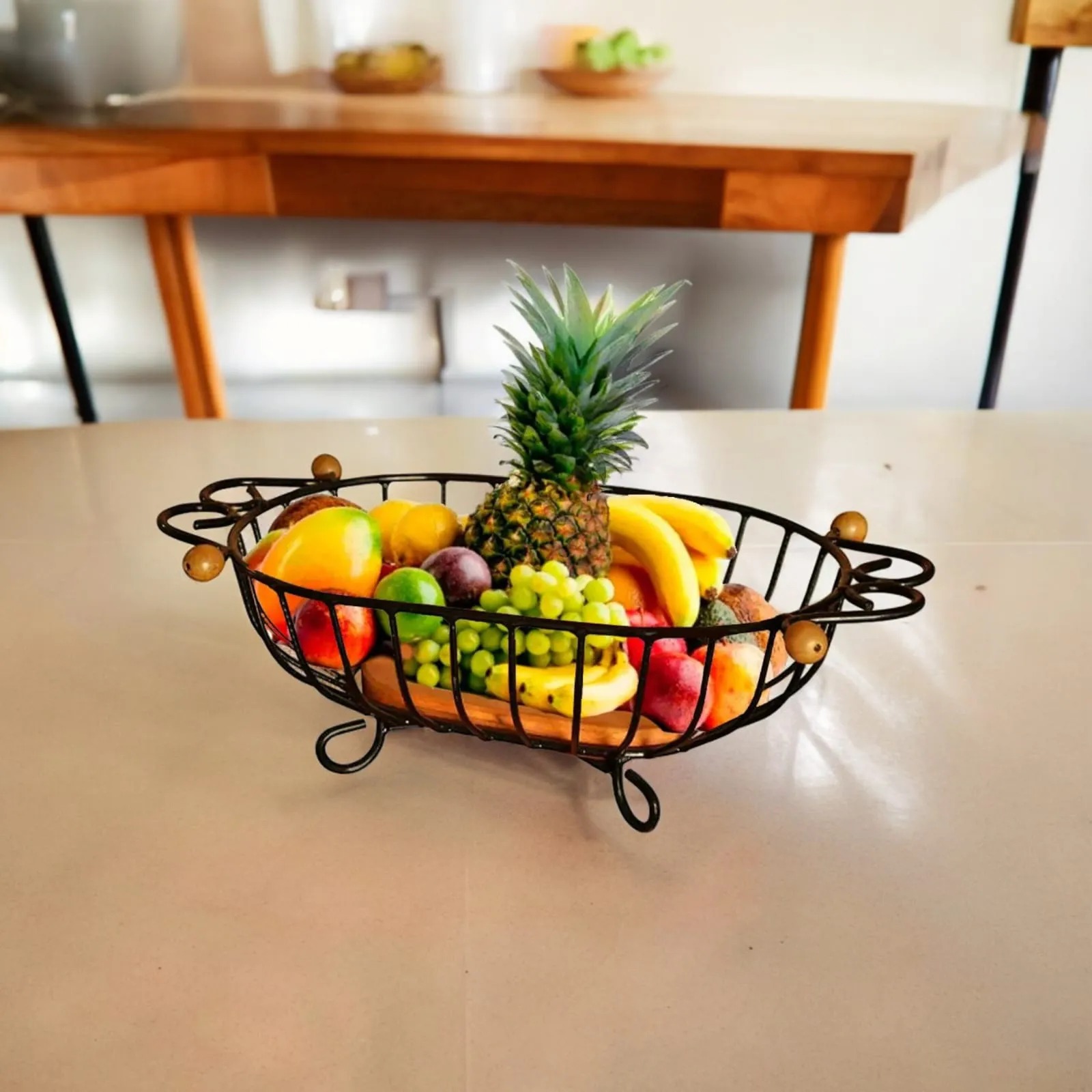 Fruteira Mesa Rústica Ferro e Madeira Artesanal