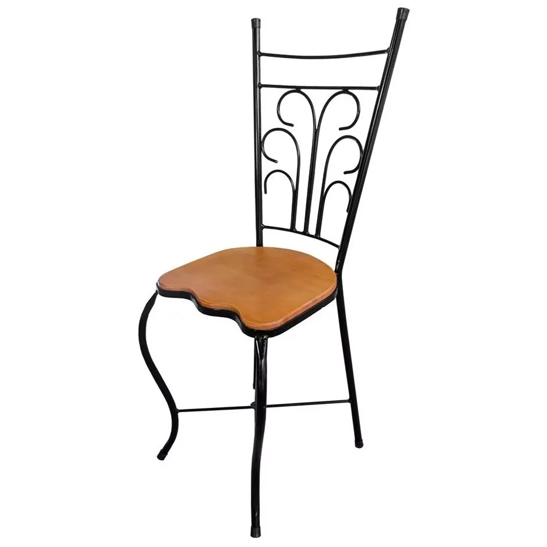 Kit com 4 Cadeira de Jantar Compacta para Bares e Restaurantes de Ferro e Madeira Artesanal