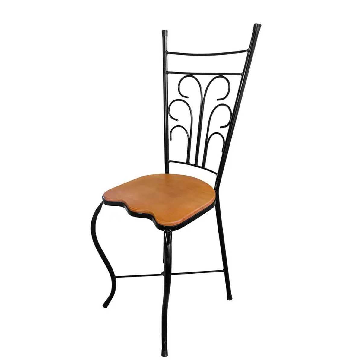 Kit com 8 Cadeira de Jantar Compacta para Bares e Restaurantes de Ferro e Madeira Artesanal