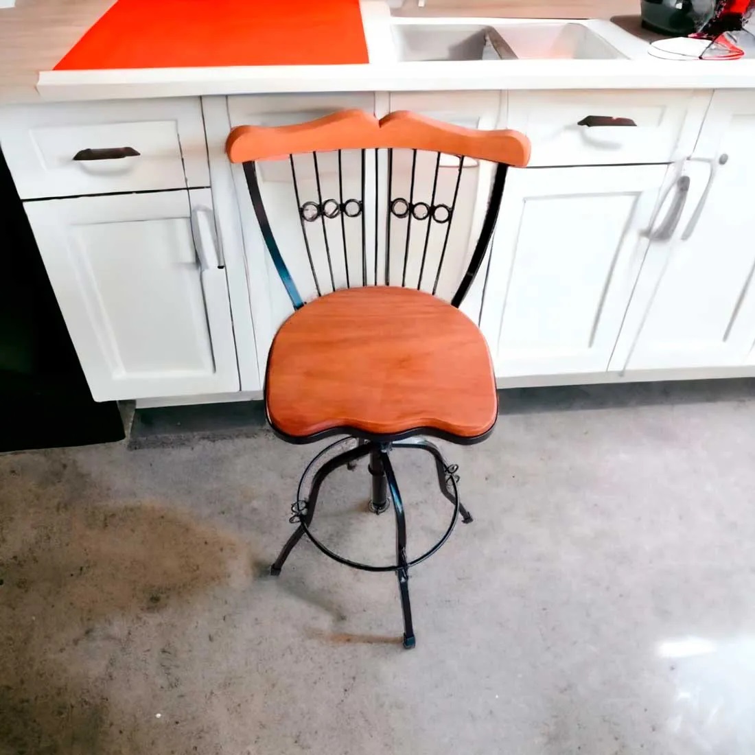 Mesa Bistrô 4 Com Banquetas Ferro E Madeira