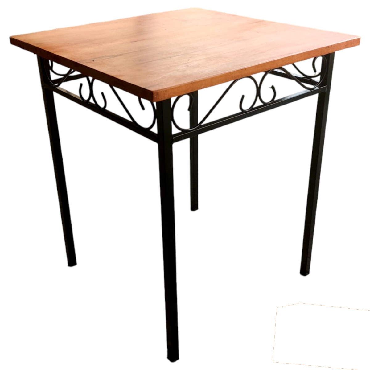 Mesa De Jantar 4 Lugares Grande Ferro E Madeira Maciça 90x90 Artesanal