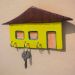 Porta-chaves de parede Casinha Lar Feliz com 3 ganchos