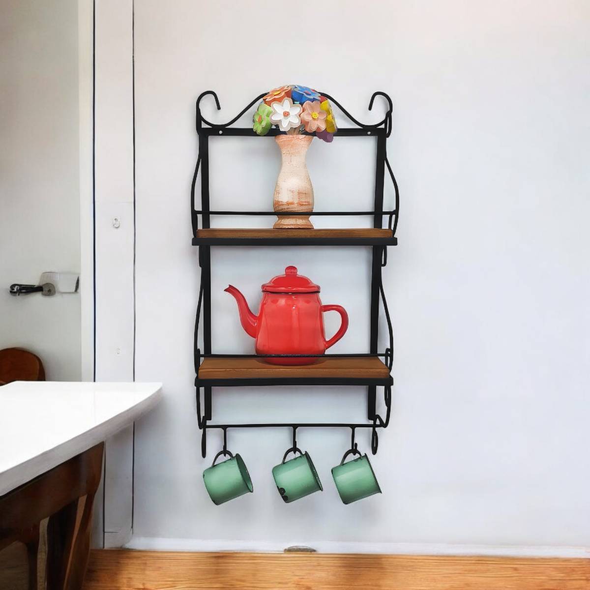 Prateleira de Cozinha em Ferro e Madeira - Organização e Estilo