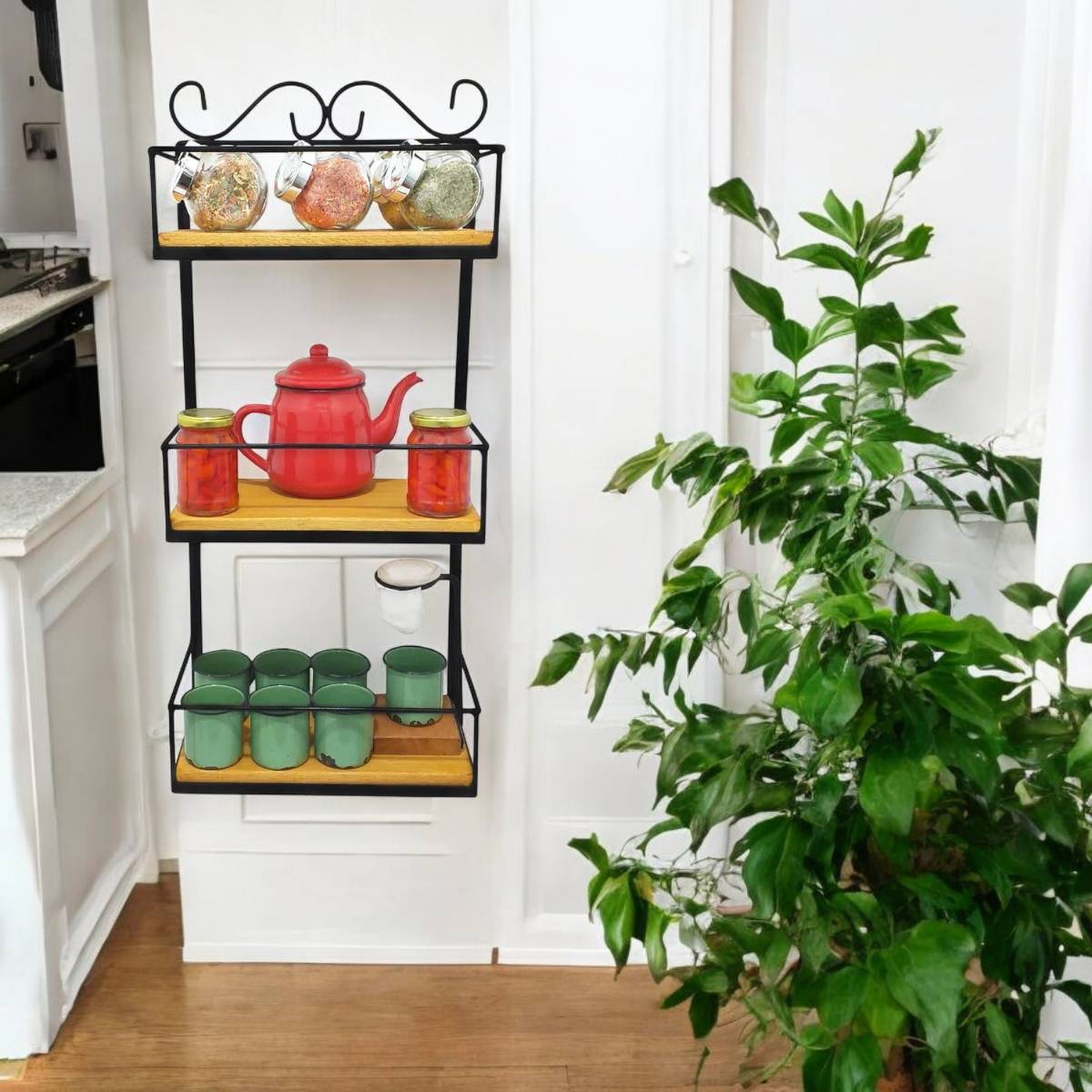 Prateleira de Parede Rústica 3 Andares - Organize e Decore seu Espaço com Estilo! Ultra Durável Anti Ferrugem