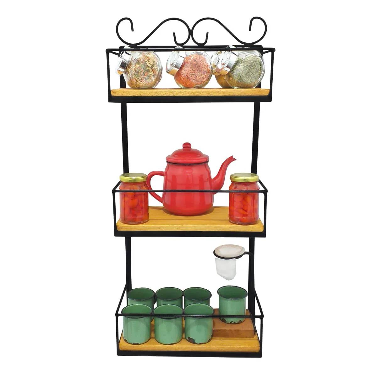 Prateleira de Parede Rústica 3 Andares - Organize e Decore seu Espaço com Estilo! Ultra Durável Anti Ferrugem