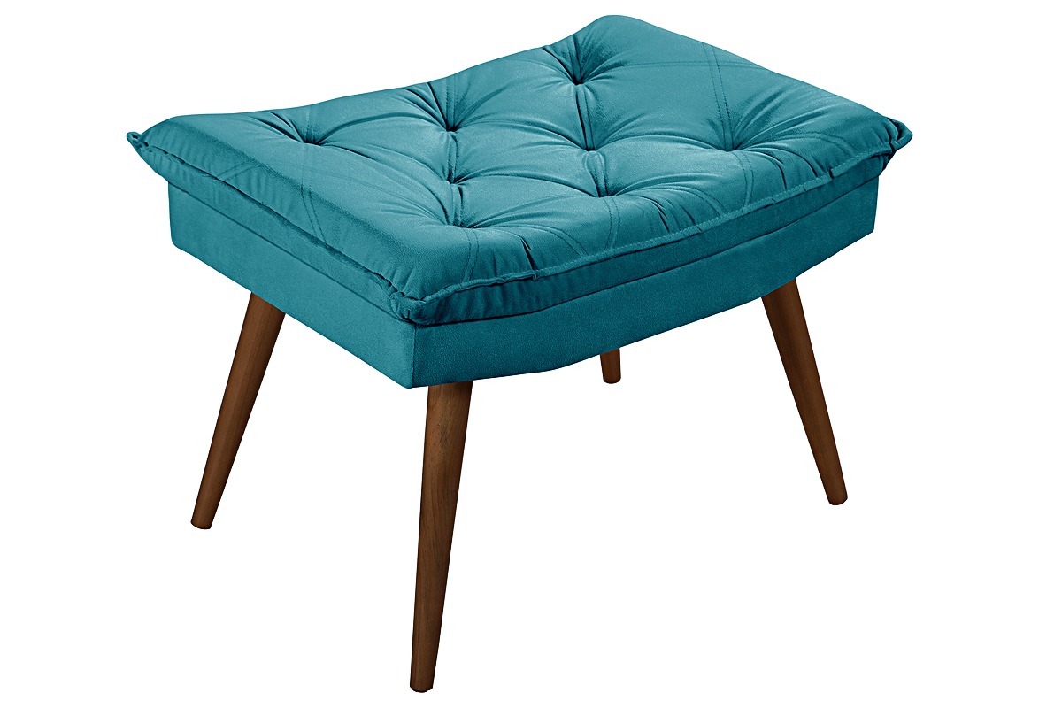 Banqueta Puff Rubi Essencial Estofados Cor Azul Turquesa