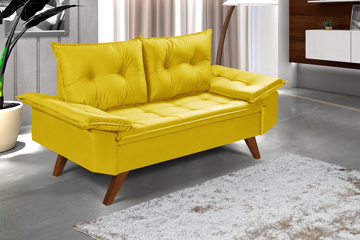 Sofa 2 Lugares Bariloche Essencial Estofados Amarelo