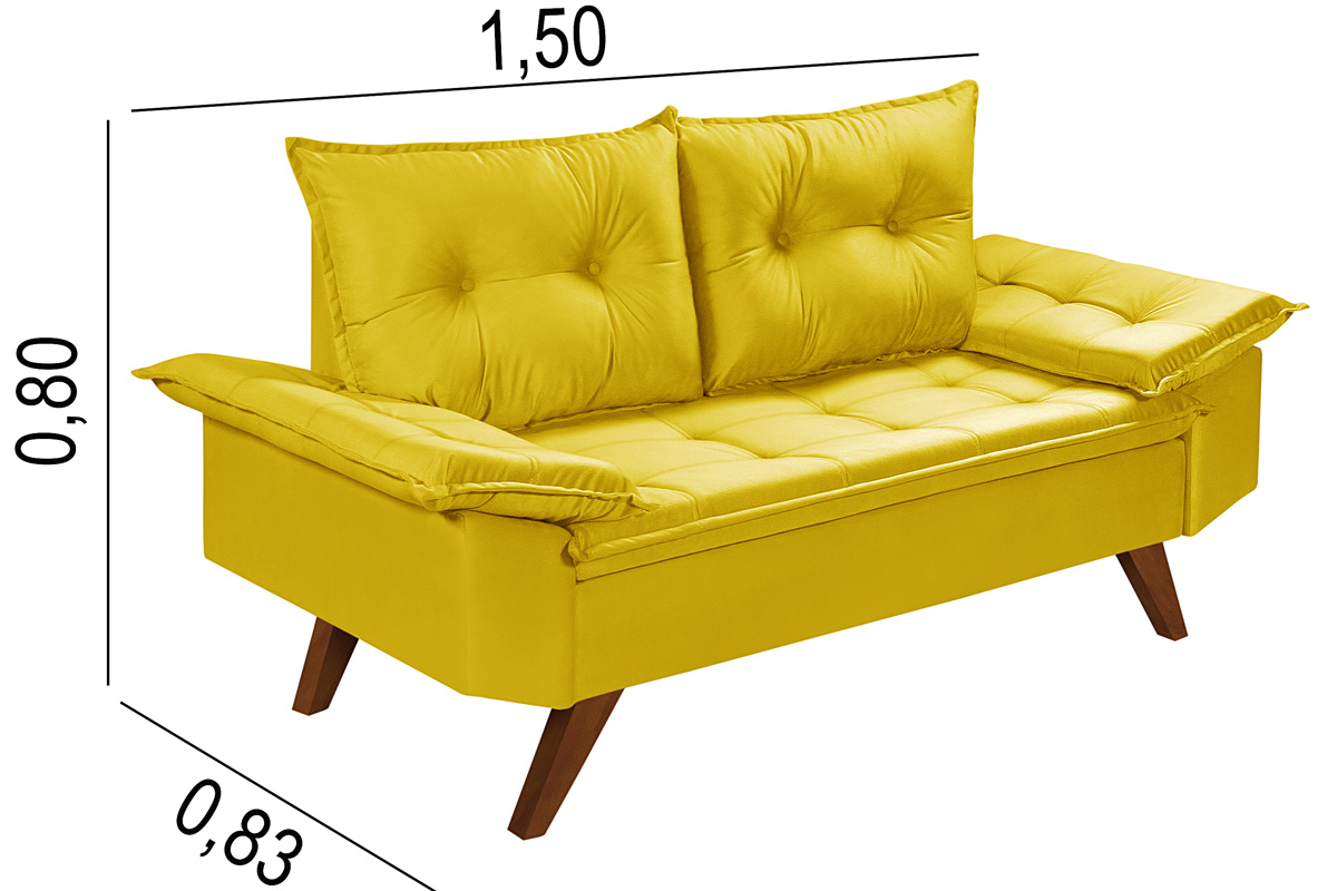 Sofa 2 Lugares Bariloche Essencial Estofados Amarelo