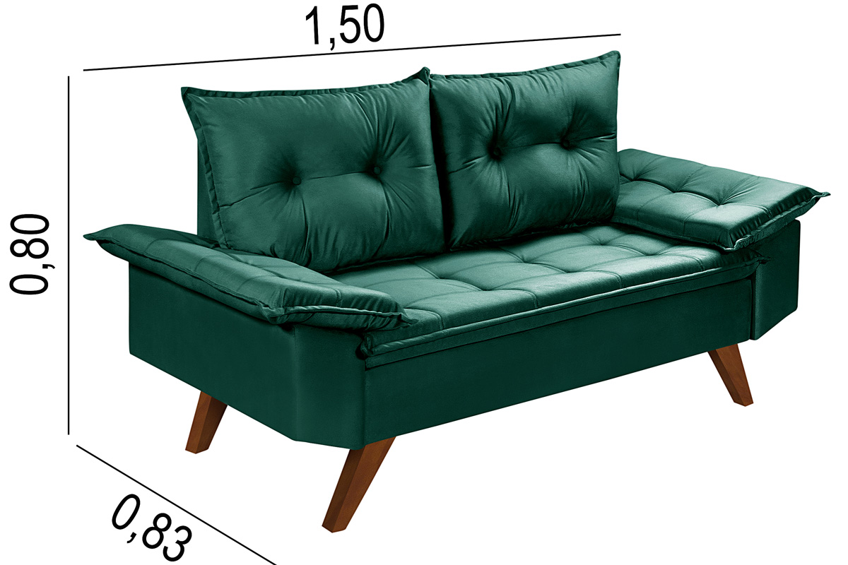 Sofa 2 Lugares Bariloche Essencial Estofados Verde