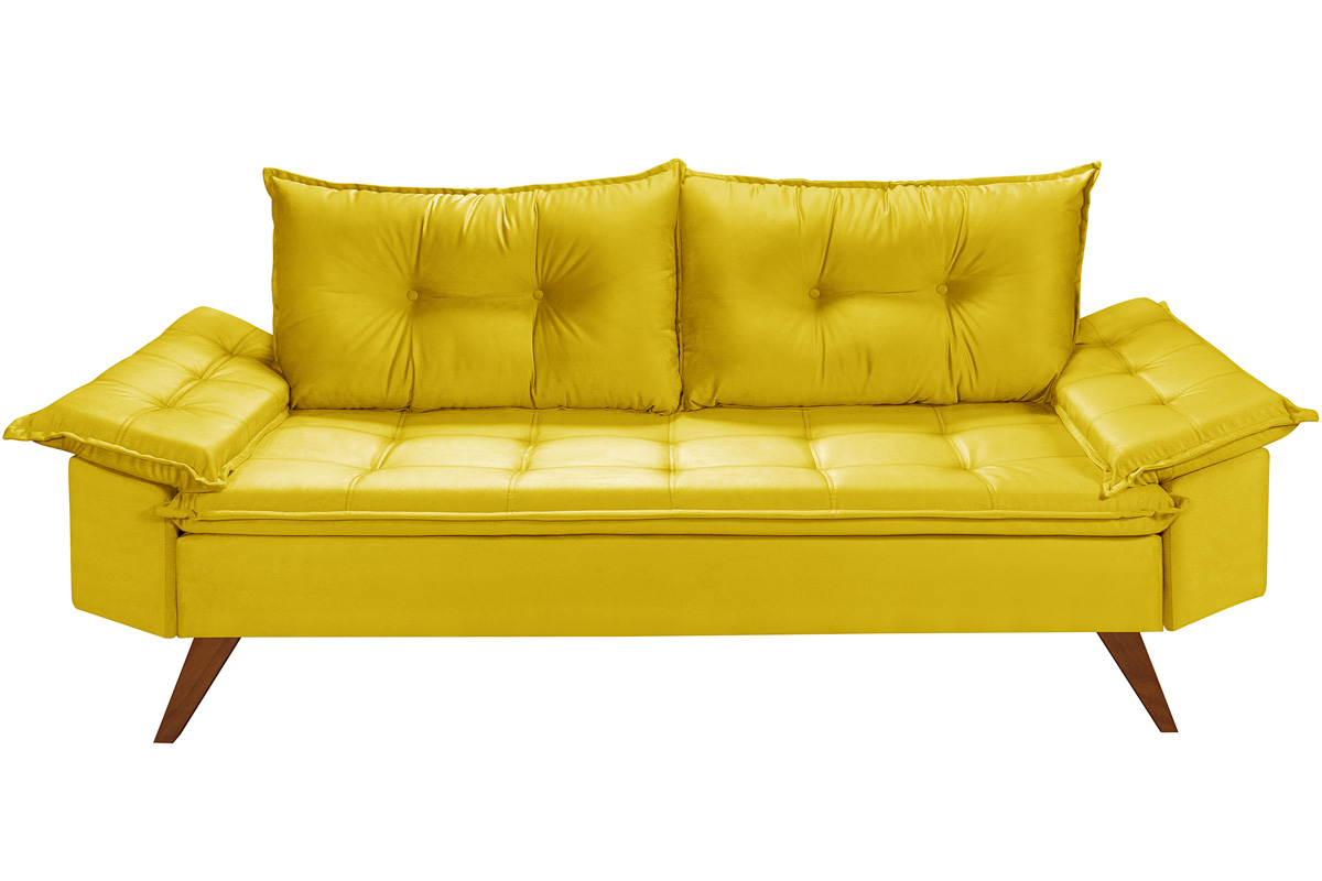 Sofa 3 Lugares Bariloche Retro Essencial Estofados Cor Amarelo
