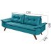 Sofa 3 Lugares Bariloche Retro Essencial Estofados Cor Azul Turquesa