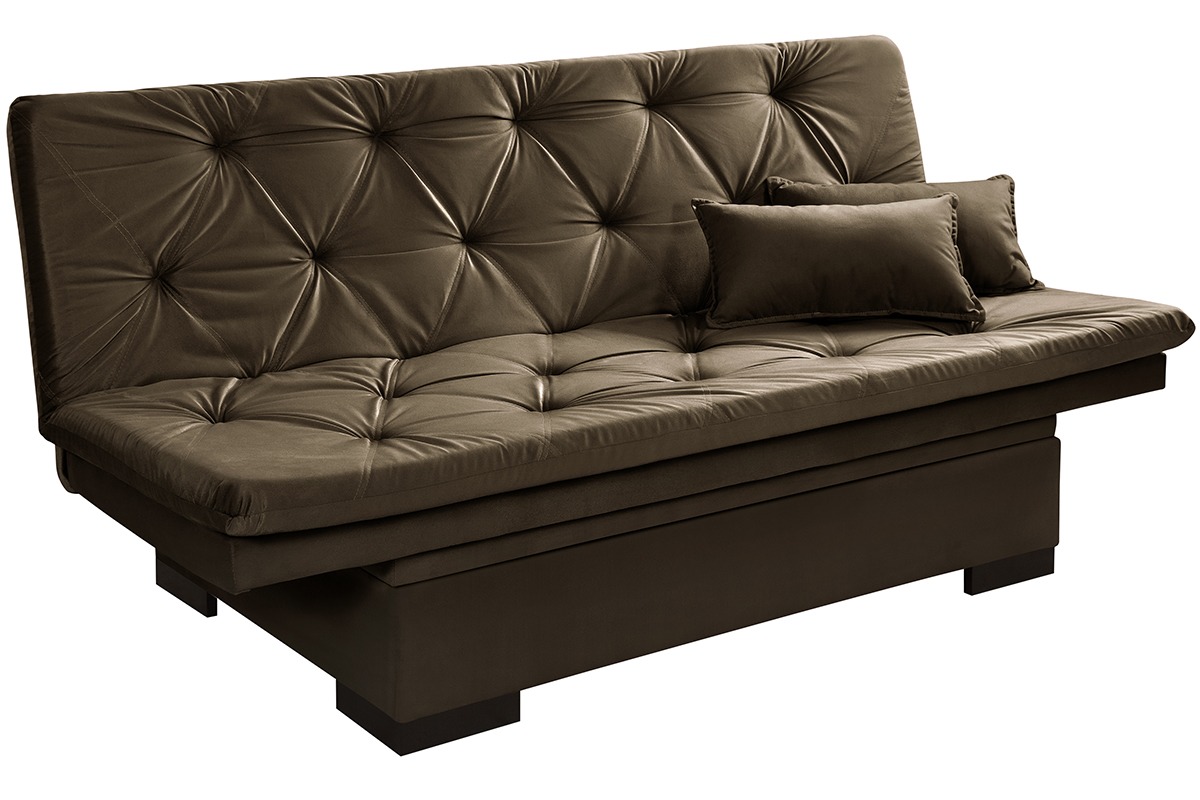 Sofa Cama Bau Reclinavel 3 Posições Suede Cappuccino