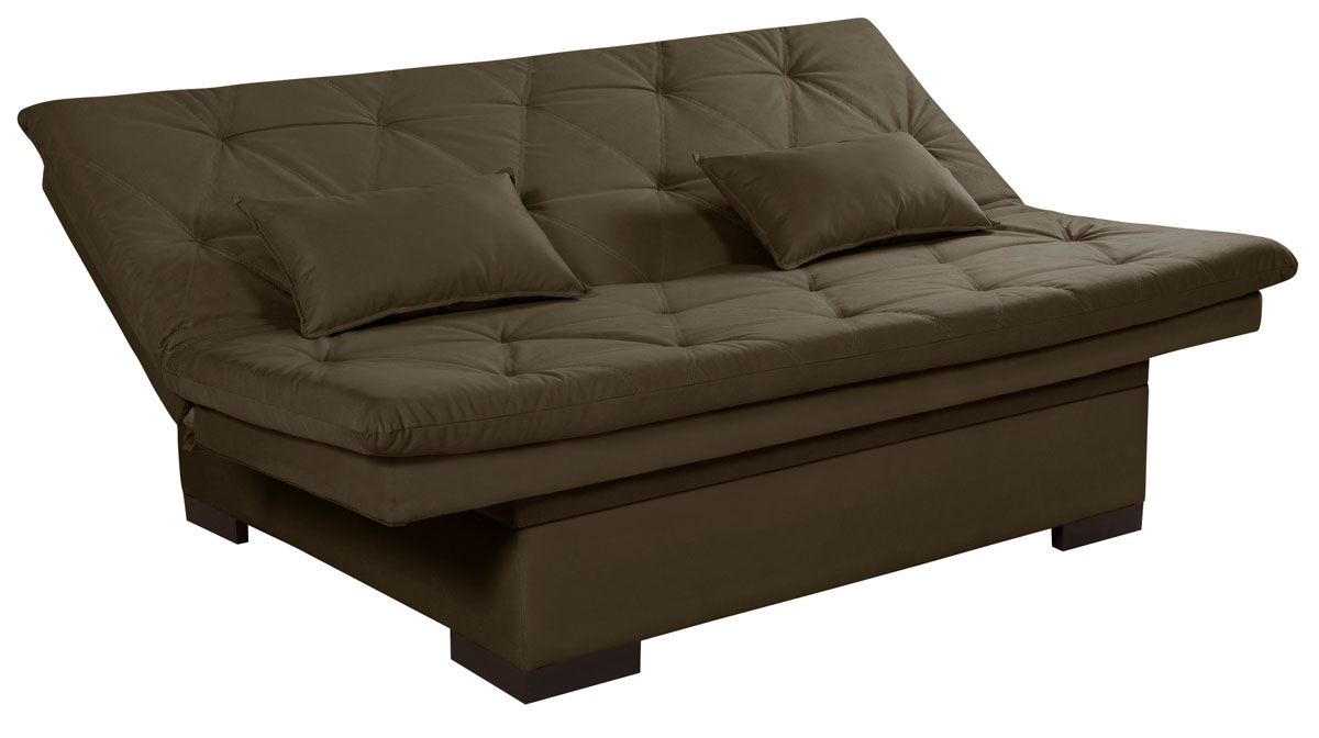 Sofa Cama Bau Reclinavel 3 Posições Suede Cappuccino