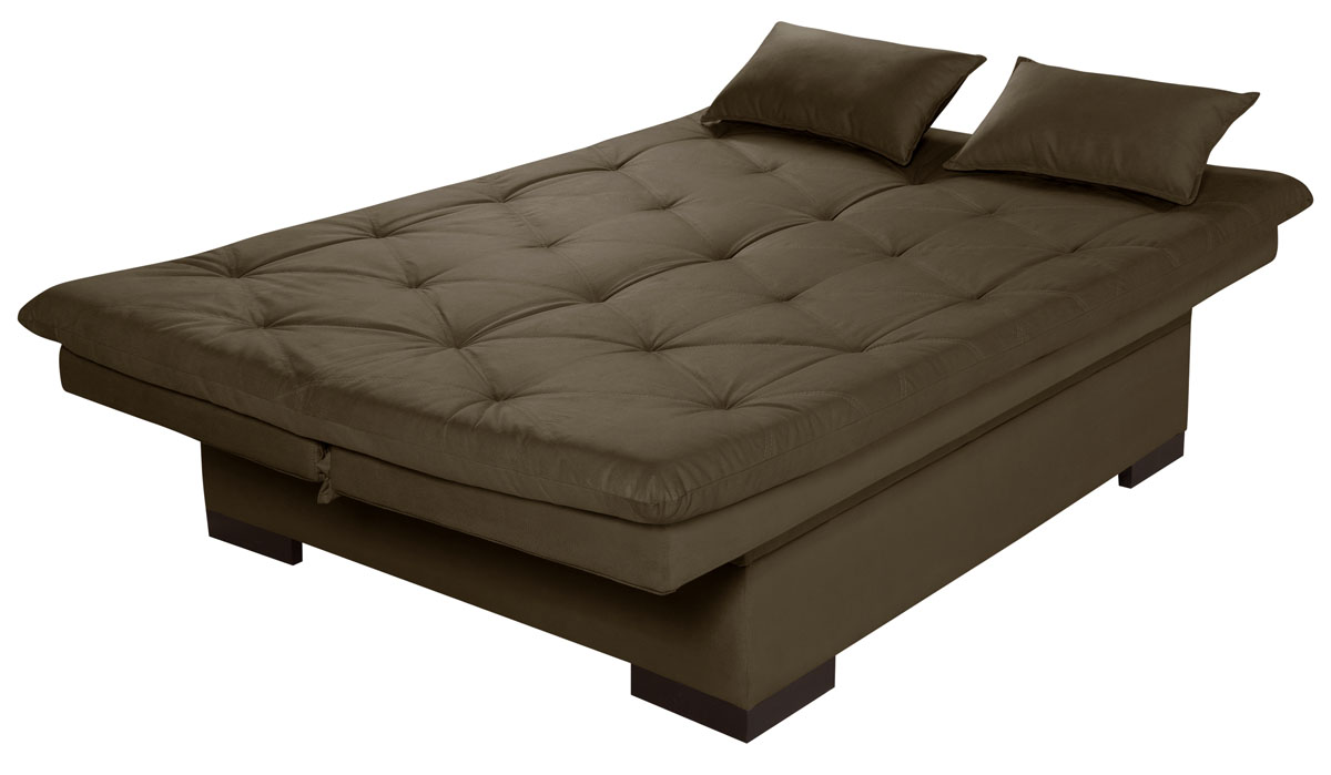 Sofa Cama Bau Reclinavel 3 Posições Suede Cappuccino