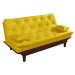 Sofa Cama Caribe Reclinavel 3 Posições Courino Amarelo Essencial Estofados