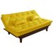 Sofa Cama Caribe Reclinavel 3 Posições Courino Amarelo Essencial Estofados