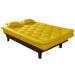 Sofa Cama Caribe Reclinavel 3 Posições Courino Amarelo Essencial Estofados