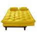 Sofa Cama Caribe Reclinavel 3 Posições Courino Amarelo Essencial Estofados