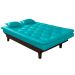Sofa Cama Caribe Reclinavel 3 Posições Courino Azul Turquesa Essencial Estofados