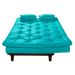 Sofa Cama Caribe Reclinavel 3 Posições Courino Azul Turquesa Essencial Estofados