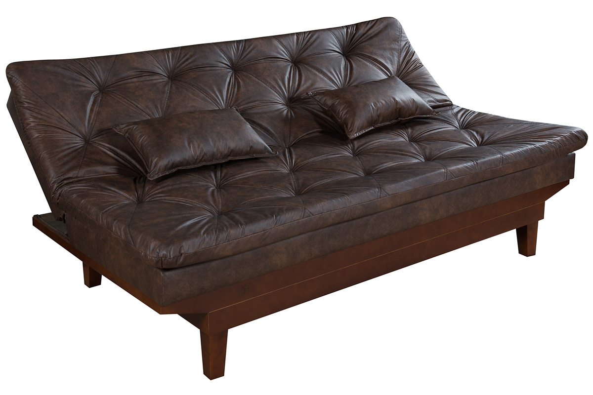 Sofa Cama Caribe Reclinavel 3 Posições Courino Cappuccino Essencial Estofados
