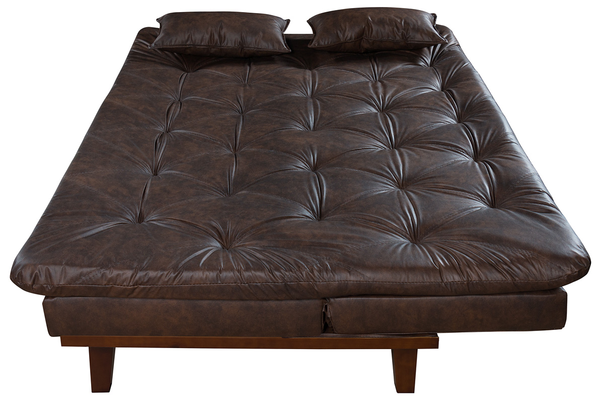 Sofa Cama Caribe Reclinavel 3 Posições Courino Cappuccino Essencial Estofados