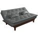 Sofa Cama Caribe Reclinavel 3 Posições Courino Cinza Essencial Estofados