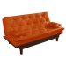 Sofa Cama Caribe Reclinavel 3 Posições Courino Laranja Essencial Estofados