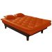 Sofa Cama Caribe Reclinavel 3 Posições Courino Laranja Essencial Estofados