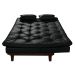Sofa Cama Caribe Reclinavel 3 Posições Courino Preto Essencial Estofados