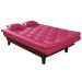 Sofa Cama Caribe Reclinavel 3 Posições Courino Rosa Essencial Estofados