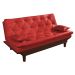 Sofa Cama Caribe Reclinavel 3 Posições Courino Vermelho Essencial Estofados