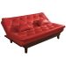 Sofa Cama Caribe Reclinavel 3 Posições Courino Vermelho Essencial Estofados