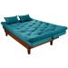 Sofa Cama Caribe Reclinavel 3 Posições Suede Azul Turquesa Essencial Estofados