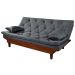 Sofa Cama Caribe Reclinavel 3 Posições Suede Cinza Essencial Estofados