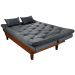 Sofa Cama Caribe Reclinavel 3 Posições Suede Cinza Essencial Estofados