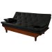 Sofa Cama Caribe Reclinavel 3 Posições Suede Preto Essencial Estofados
