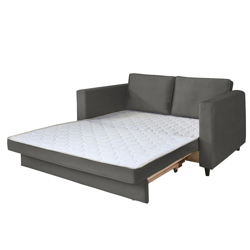 Sofá Cama Belize 2 Lugares Com Pés de Madeira e Rodízios Grafite