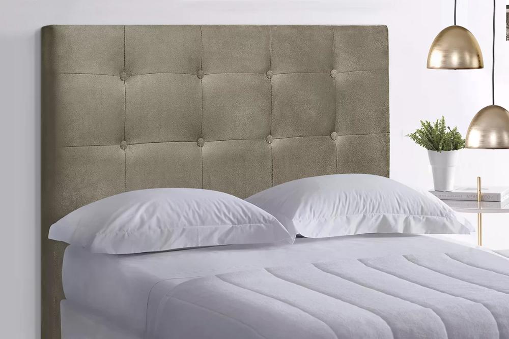 Cabeceira Casal Cama Box 140x129 Cm Helen Suede Bege SBL