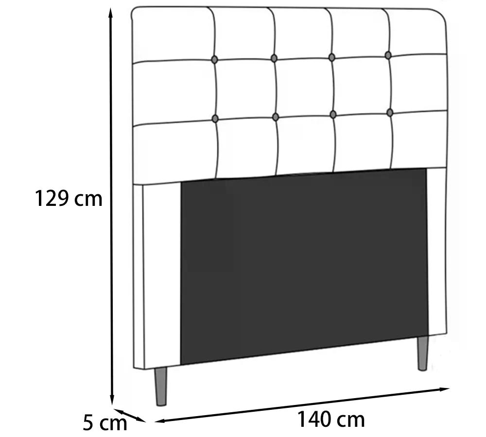 Cabeceira Casal Cama Box 140x129 Cm Helen Suede Cinza SBL