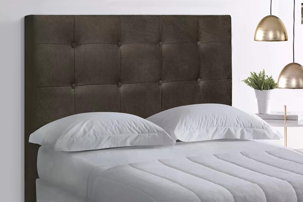 Cabeceira Casal Cama Box 140x129 Cm Helen Suede Marrom SBL